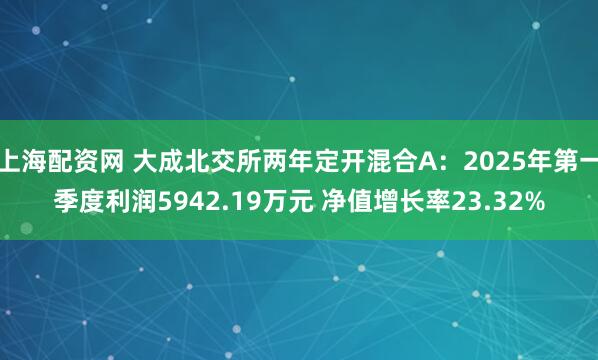 上海配资网 大成北交所两年定开混合A：2025年第一季度利润5942.19万元 净值增长率23.32%